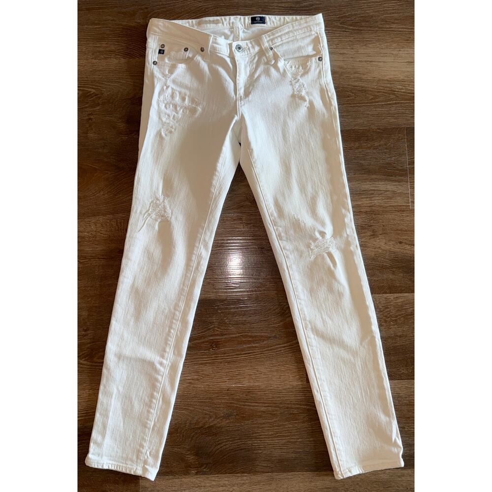 AG Adriano Goldschmied The Stilt White Distressed Jeans 28R